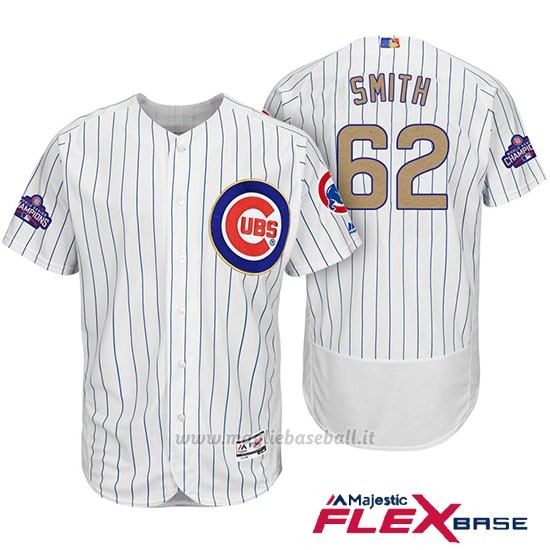 Maglia Baseball Uomo Chicago Cubs 62 Caleb Smith Bianco Or Program Flex Base